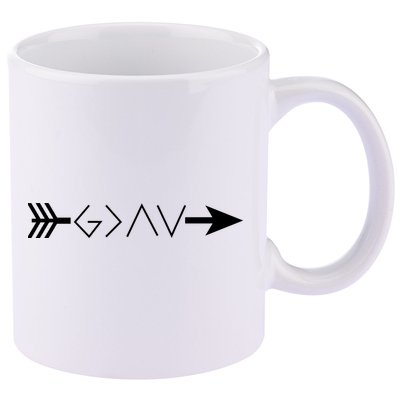 Inspirational Christian God Is Greater Than The High And Lows Shooting Arrow 11oz C Handle Ceramic Mug