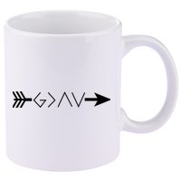 Inspirational Christian God Is Greater Than The High And Lows Shooting Arrow 11oz C Handle Ceramic Mug
