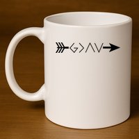 Inspirational Christian God Is Greater Than The High And Lows Shooting Arrow 11oz C Handle Ceramic Mug