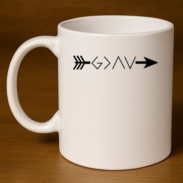 Inspirational Christian God Is Greater Than The High And Lows Shooting Arrow 11oz C Handle Ceramic Mug