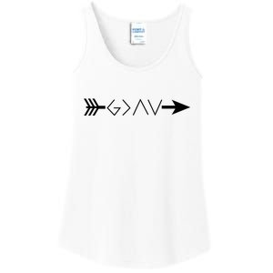 Inspirational Christian God Is Greater Than The High And Lows Shooting Arrow Ladies Essential Tank