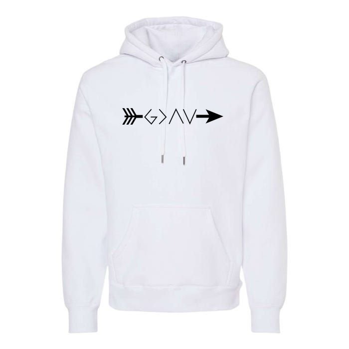 Inspirational Christian God Is Greater Than The High And Lows Shooting Arrow Premium Hoodie