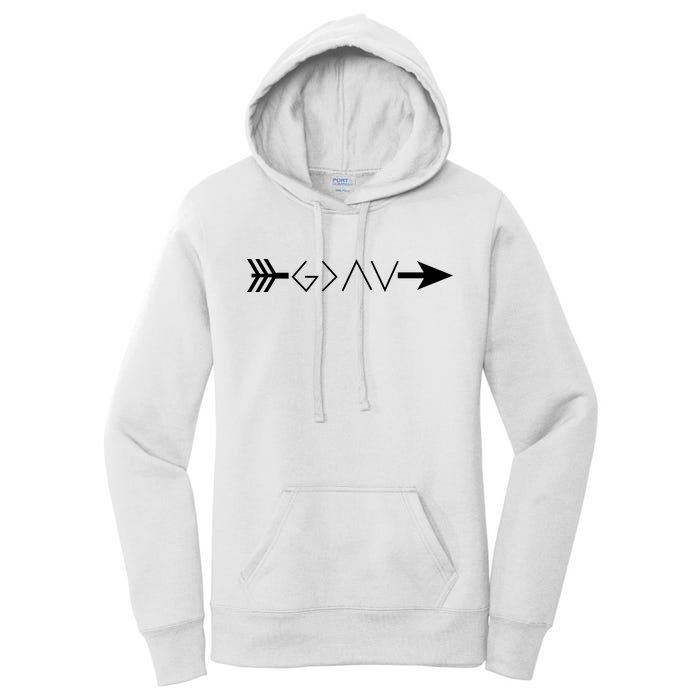 Inspirational Christian God Is Greater Than The High And Lows Shooting Arrow Women's Pullover Hoodie