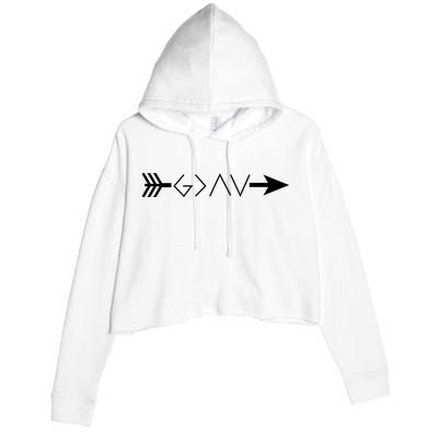 Inspirational Christian God Is Greater Than The High And Lows Shooting Arrow Crop Fleece Hoodie