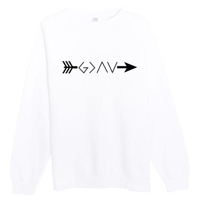 Inspirational Christian God Is Greater Than The High And Lows Shooting Arrow Premium Crewneck Sweatshirt