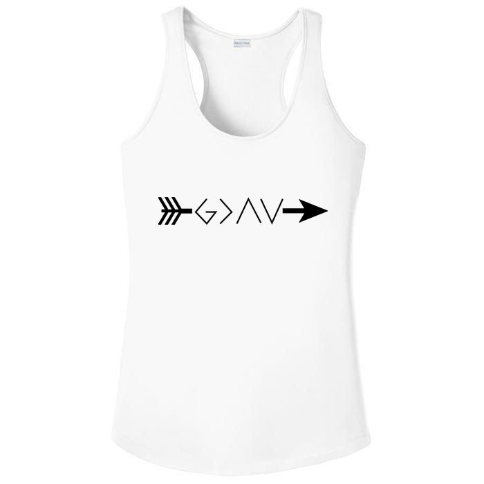 Inspirational Christian God Is Greater Than The High And Lows Shooting Arrow Ladies PosiCharge Competitor Racerback Tank