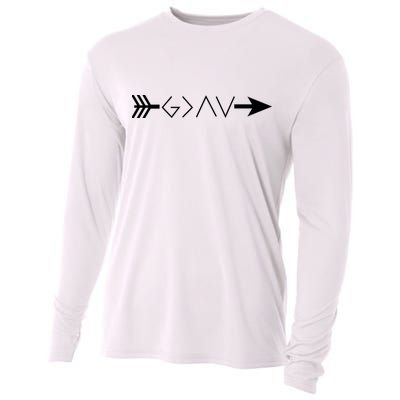 Inspirational Christian God Is Greater Than The High And Lows Shooting Arrow Cooling Performance Long Sleeve Crew