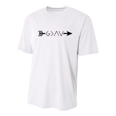 Inspirational Christian God Is Greater Than The High And Lows Shooting Arrow Youth Performance Sprint T-Shirt