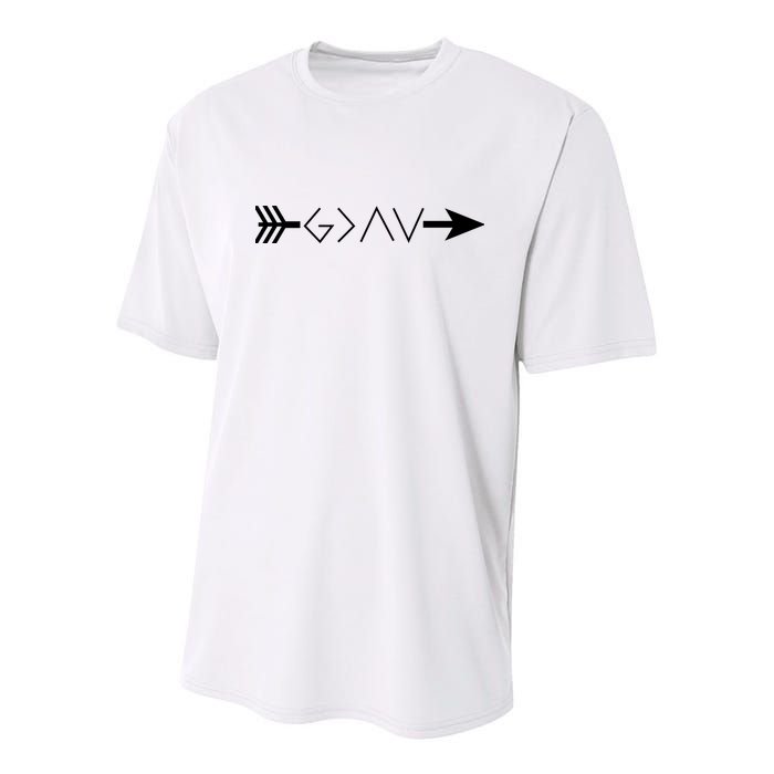 Inspirational Christian God Is Greater Than The High And Lows Shooting Arrow Youth Performance Sprint T-Shirt