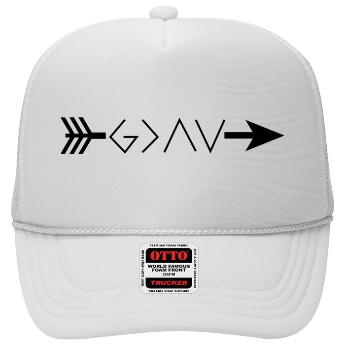 Inspirational Christian God Is Greater Than The High And Lows Shooting Arrow Hat