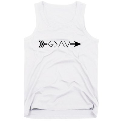 Inspirational Christian God Is Greater Than The High And Lows Shooting Arrow Tank Top