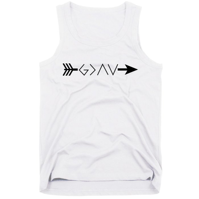 Inspirational Christian God Is Greater Than The High And Lows Shooting Arrow Tank Top