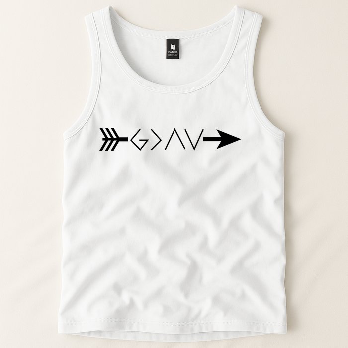 Inspirational Christian God Is Greater Than The High And Lows Shooting Arrow Tank Top