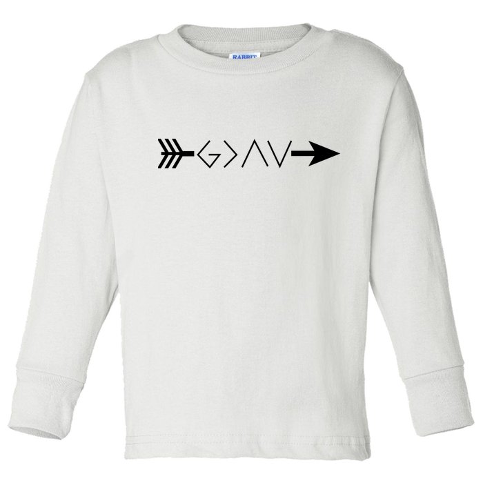 Inspirational Christian God Is Greater Than The High And Lows Shooting Arrow Toddler Long Sleeve Shirt