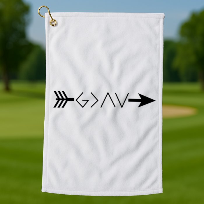 Inspirational Christian God Is Greater Than The High And Lows Shooting Arrow Golf Towel