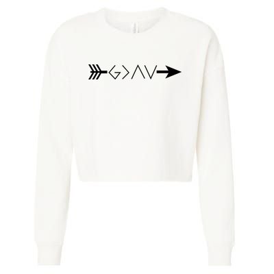 Inspirational Christian God Is Greater Than The High And Lows Shooting Arrow Cropped Pullover Crew