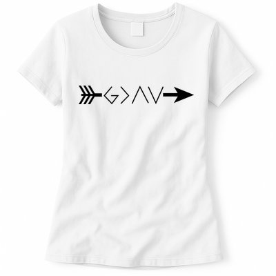 Inspirational Christian God Is Greater Than The High And Lows Shooting Arrow Womens T-Shirt
