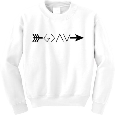 Inspirational Christian God Is Greater Than The High And Lows Shooting Arrow Kids Sweatshirt