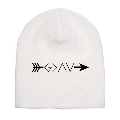 Inspirational Christian God Is Greater Than The High And Lows Shooting Arrow Short Acrylic Beanie