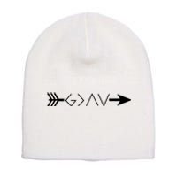 Inspirational Christian God Is Greater Than The High And Lows Shooting Arrow Short Acrylic Beanie