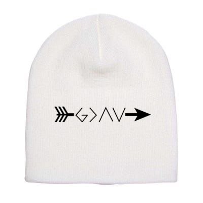 Inspirational Christian God Is Greater Than The High And Lows Shooting Arrow Short Acrylic Beanie