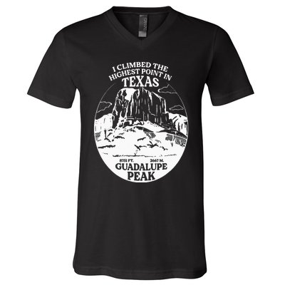 I Climbed Guadalupe Peak- The Highest Point In Texas V-Neck T-Shirt