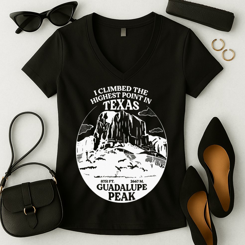I Climbed Guadalupe Peak- The Highest Point In Texas Women's V-Neck T-Shirt
