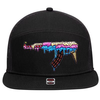 Ice Cream Gun 7 Panel Mesh Trucker Snapback Hat