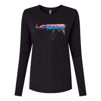 Ice Cream Gun Womens Cotton Relaxed Long Sleeve T-Shirt