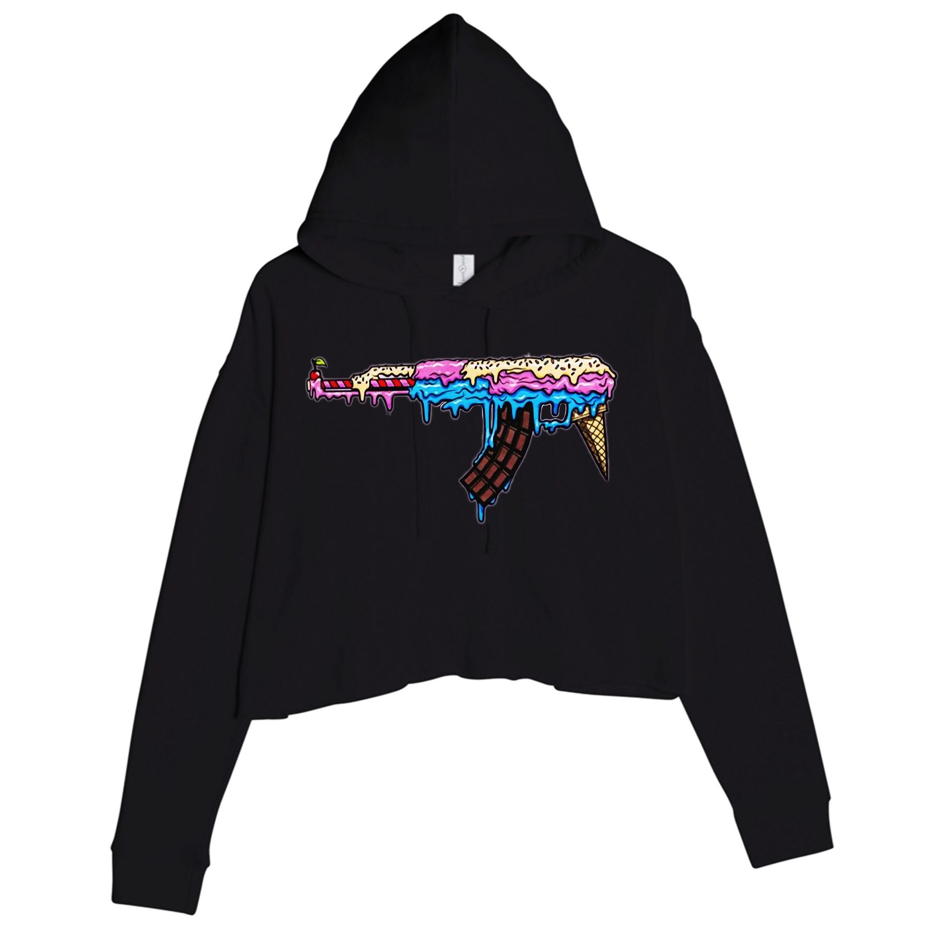 Ice Cream Gun Crop Fleece Hoodie