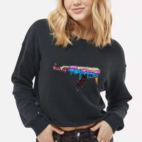 Ice Cream Gun Cropped Pullover Crew