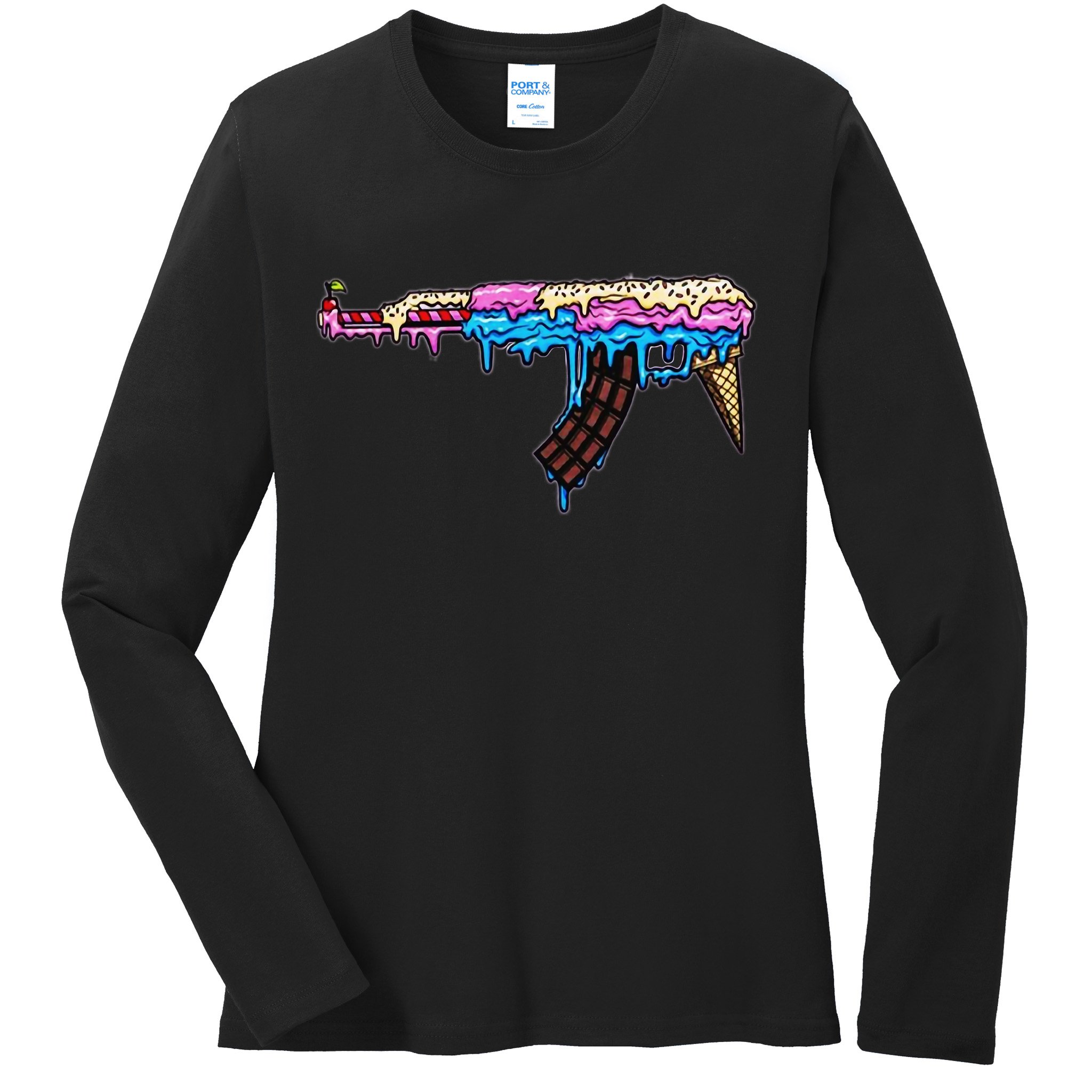 Ice Cream Gun Ladies Long Sleeve Shirt