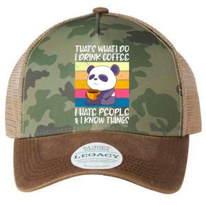 I Coffee Hate People And Knows Things Panda Great Gift Legacy Tie Dye Trucker Hat