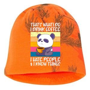 I Coffee Hate People And Knows Things Panda Great Gift Kati - Camo Knit Beanie