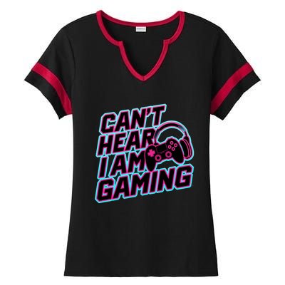 I Can’T Hear I Am Gaming Gamer Game Lover Gift Ladies Halftime Notch Neck Tee