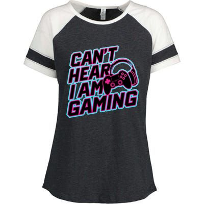 I Can’T Hear I Am Gaming Gamer Game Lover Gift Enza Ladies Jersey Colorblock Tee