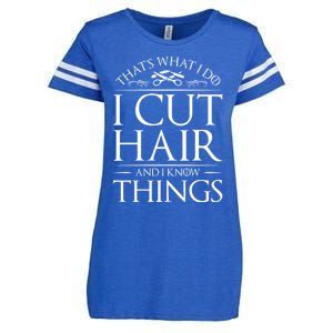 I Cut Hair And Know Things Hairdresser Hairstylist Barber Cute Gift Enza Ladies Jersey Football T-Shirt