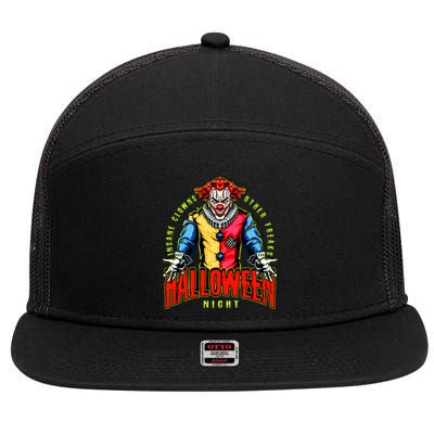 Insane Clowns Halloween Night Creepy Clown 7 Panel Mesh Trucker Snapback Hat