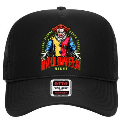 Insane Clowns Halloween Night Creepy Clown High Crown Mesh Back Trucker Hat