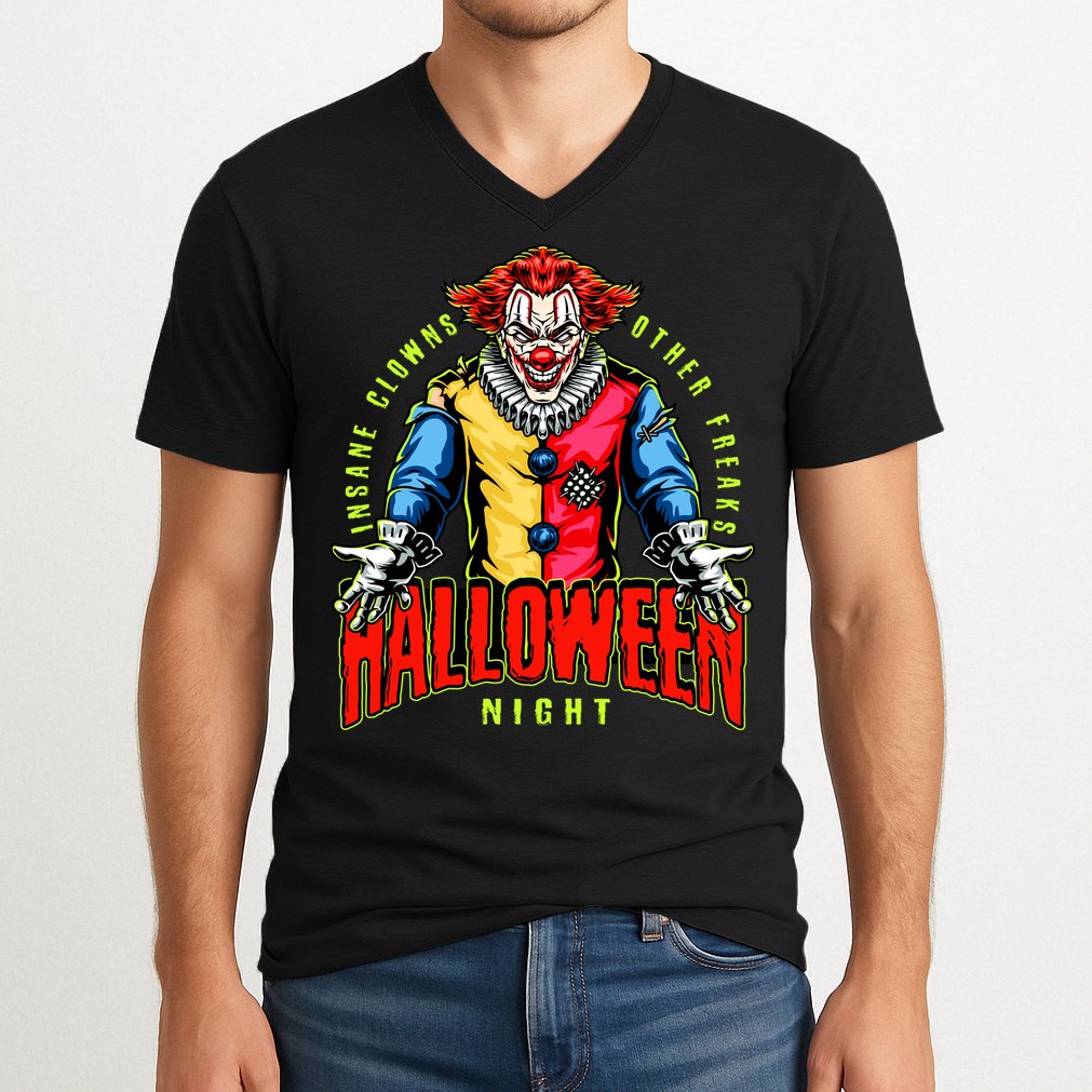 Insane Clowns Halloween Night Creepy Clown V-Neck T-Shirt