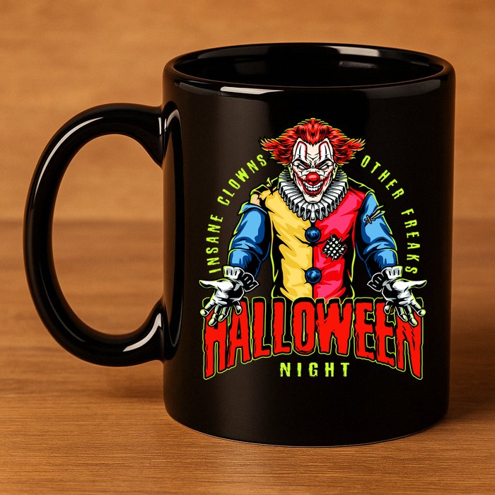 Insane Clowns Halloween Night Creepy Clown 11oz C Handle Ceramic Mug