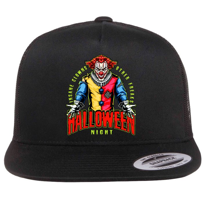 Insane Clowns Halloween Night Creepy Clown Flat Bill Trucker Hat