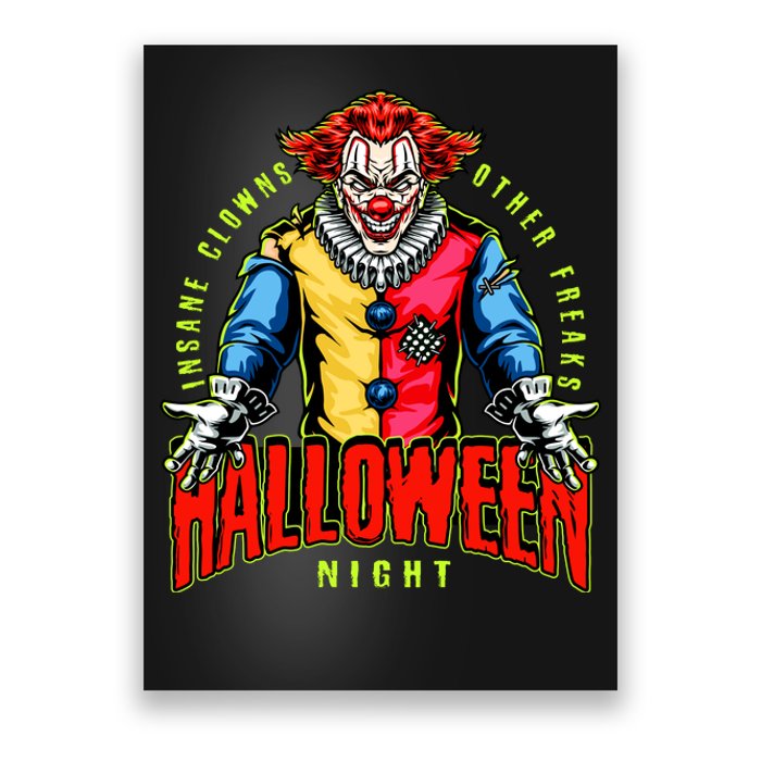 Insane Clowns Halloween Night Creepy Clown Poster