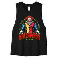 Insane Clowns Halloween Night Creepy Clown Women's Racerback Cropped Tank