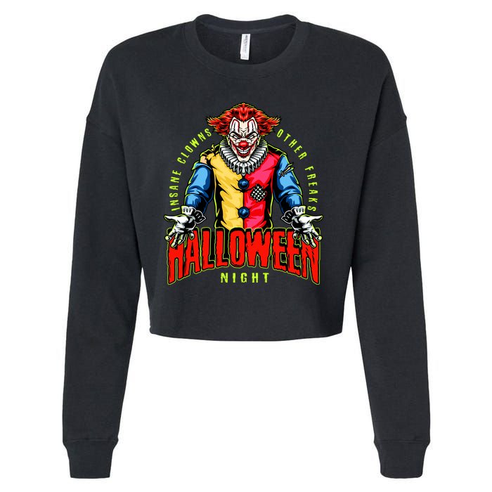 Insane Clowns Halloween Night Creepy Clown Cropped Pullover Crew