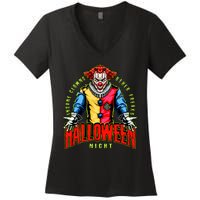 Insane Clowns Halloween Night Creepy Clown Women's V-Neck T-Shirt