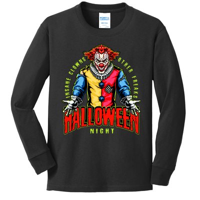 Insane Clowns Halloween Night Creepy Clown Kids Long Sleeve Shirt