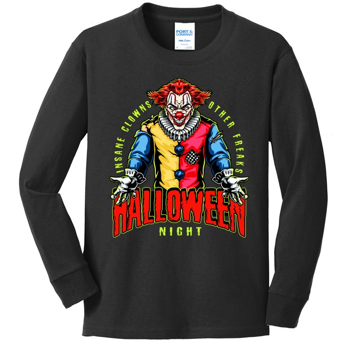 Insane Clowns Halloween Night Creepy Clown Kids Long Sleeve Shirt