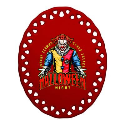 Insane Clowns Halloween Night Creepy Clown Ceramic Oval Ornament