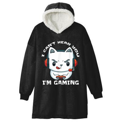 I Cant Hear You Im Gaming Funny Gamer Gift Mic And Headset Hooded Wearable Blanket